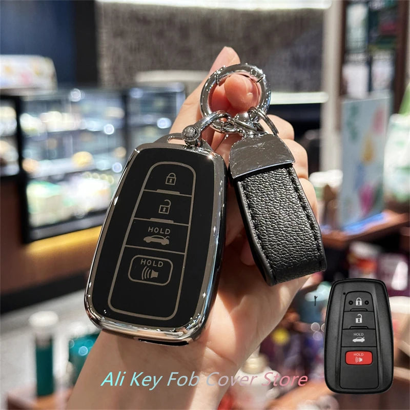 for Toyota Key Fob Cover For 2020-2024 Highlander 2018-2024 RAV4 Camry C-HR Corolla Avalon Prius Key Shell Case Keychain