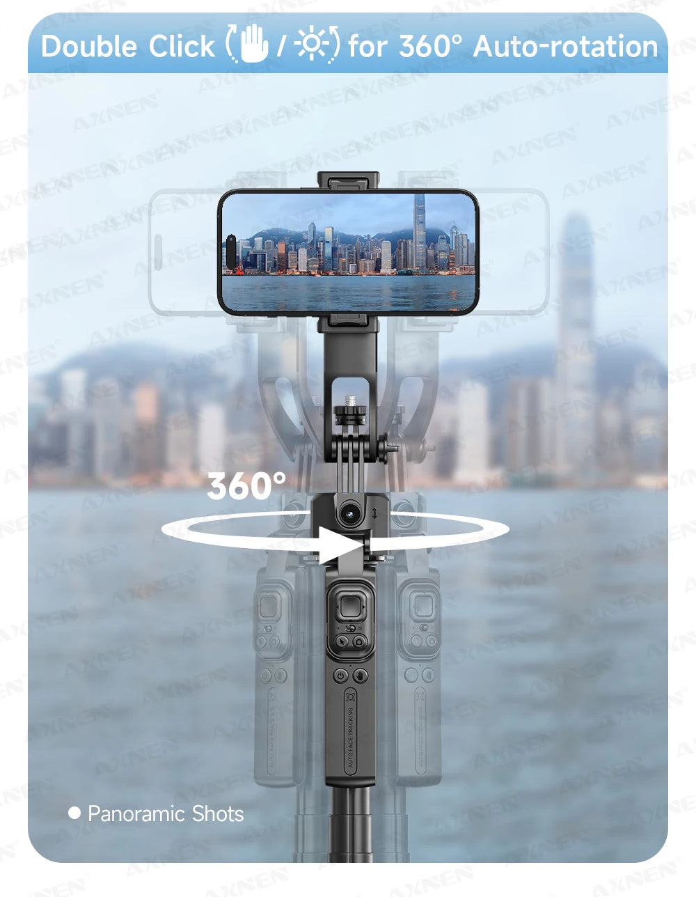 AXNEN C17 64" AI Face Tracking Selfie Stick Tripod – 360° Auto Rotation, Bluetooth Remote & Quadruped Stand