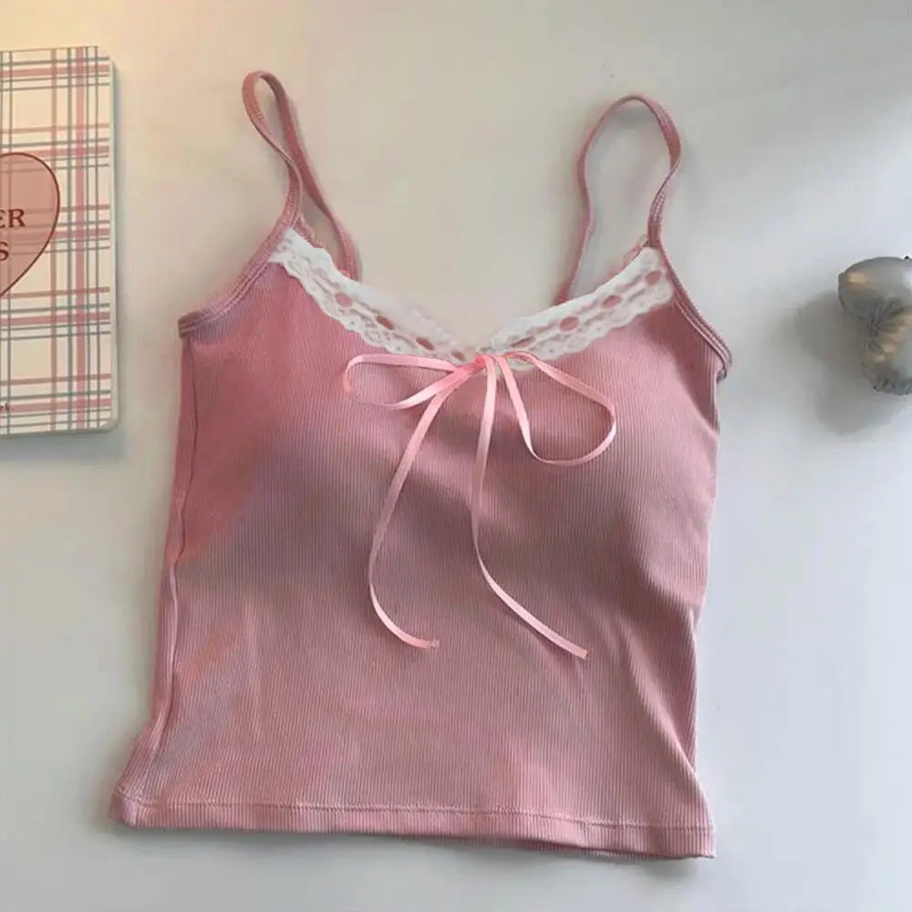 Solid Color Underwear Lace Edge Sexy O Neck Tube Top Chest Female Soft Brassreie With Chest Pad Lace Strap Patchwork Camisole
