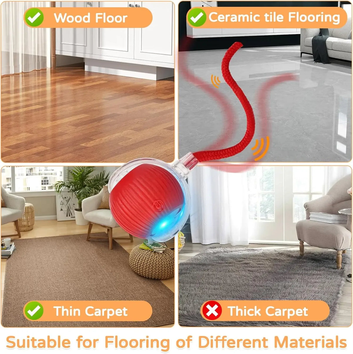 Automatic Rolling Cat Ball Toy with Tail, Rechargeable