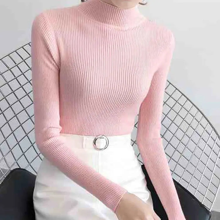 Women's vintage mock neck sweater, slim knit — view 15 of 17