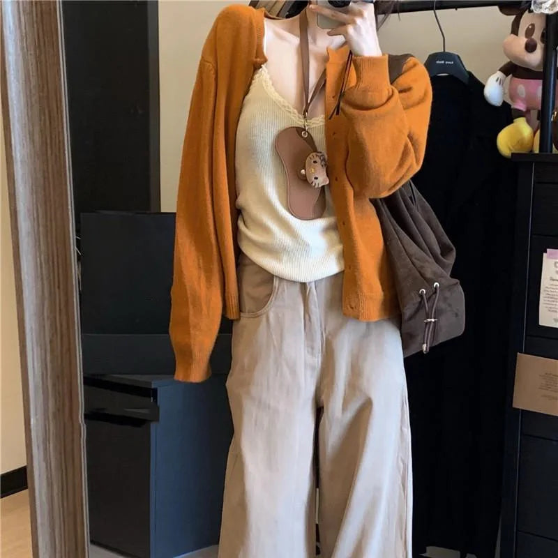 Knitted Cardigan for Women in Autumn Love Button Loose Soft Sweater Jacket Trendy