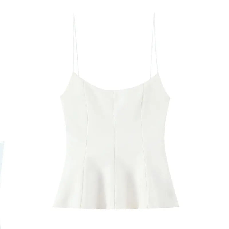 Ele Bal Crop Top Women's Faion Spring Summer Slim Fit Elastic Skirt Sle Hemline New Arrival Vest Strap Tops