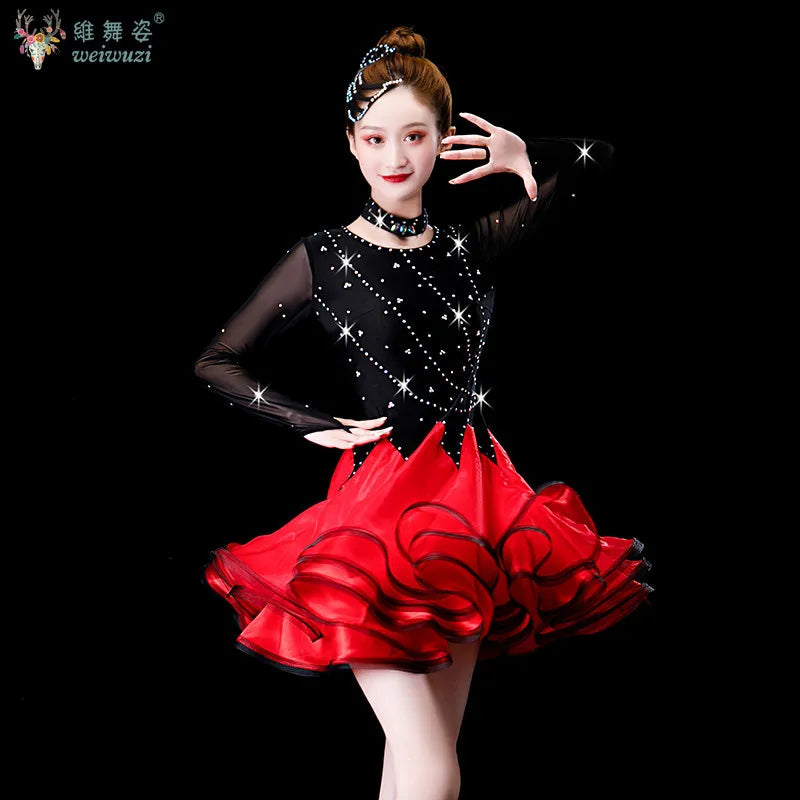 Double-skirt Latin competition dance dress