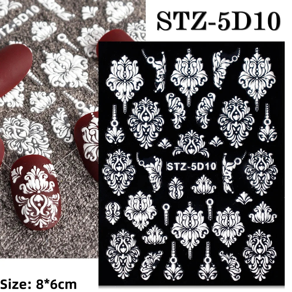 1pc Christmas Nail Art Stickers 5D Winter Holiday Themed Nail Decor Santa/Snowflakes/Christmas Trees/Gingerbread Nail Supplies *