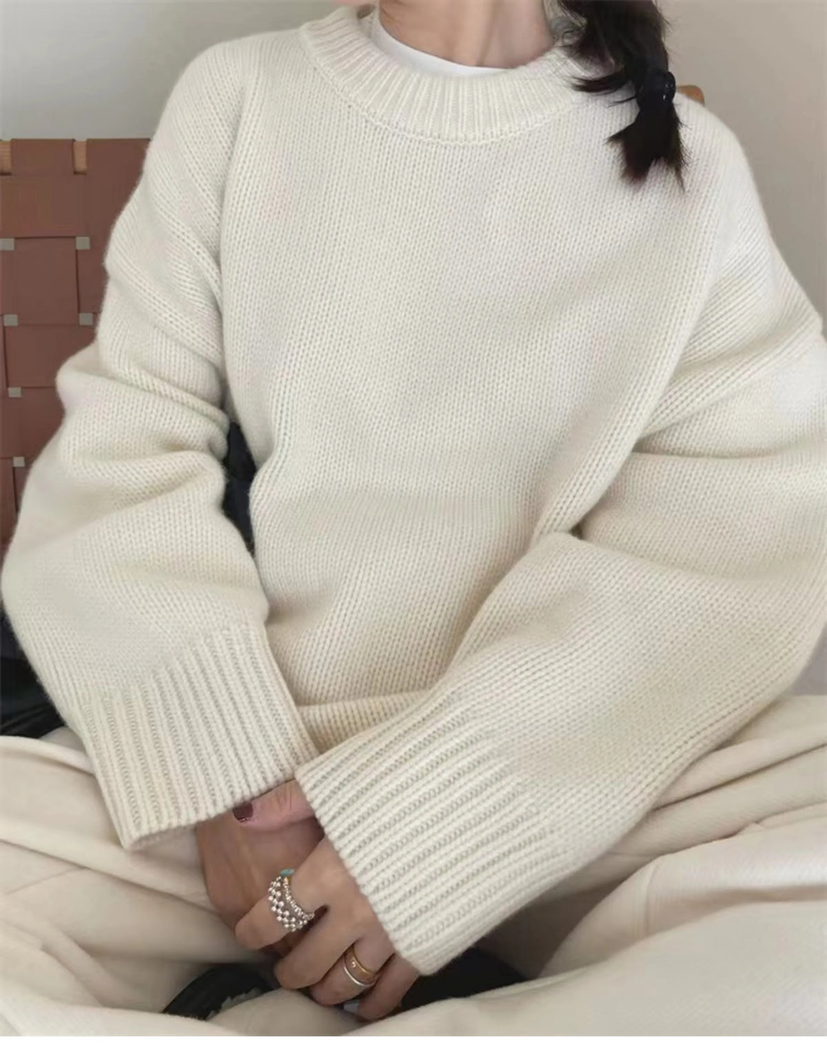 Women's Cashmere Loose Crew Neck Sweater