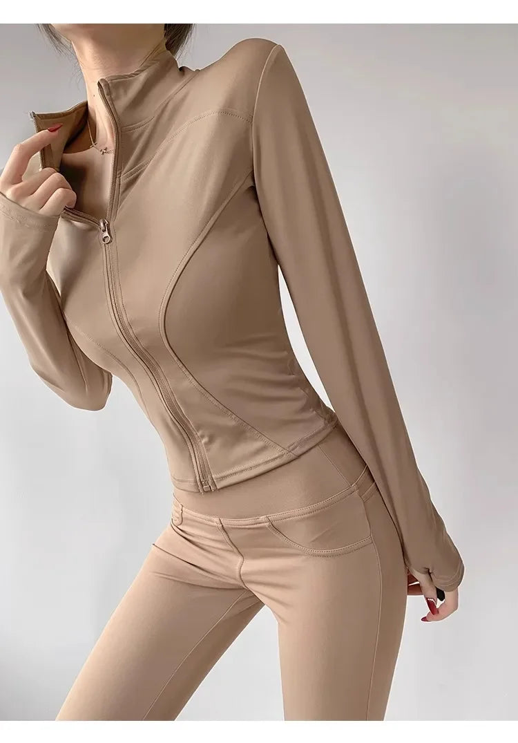 Women's Quick-Dry Yoga Jacket, Slim Zip-Up