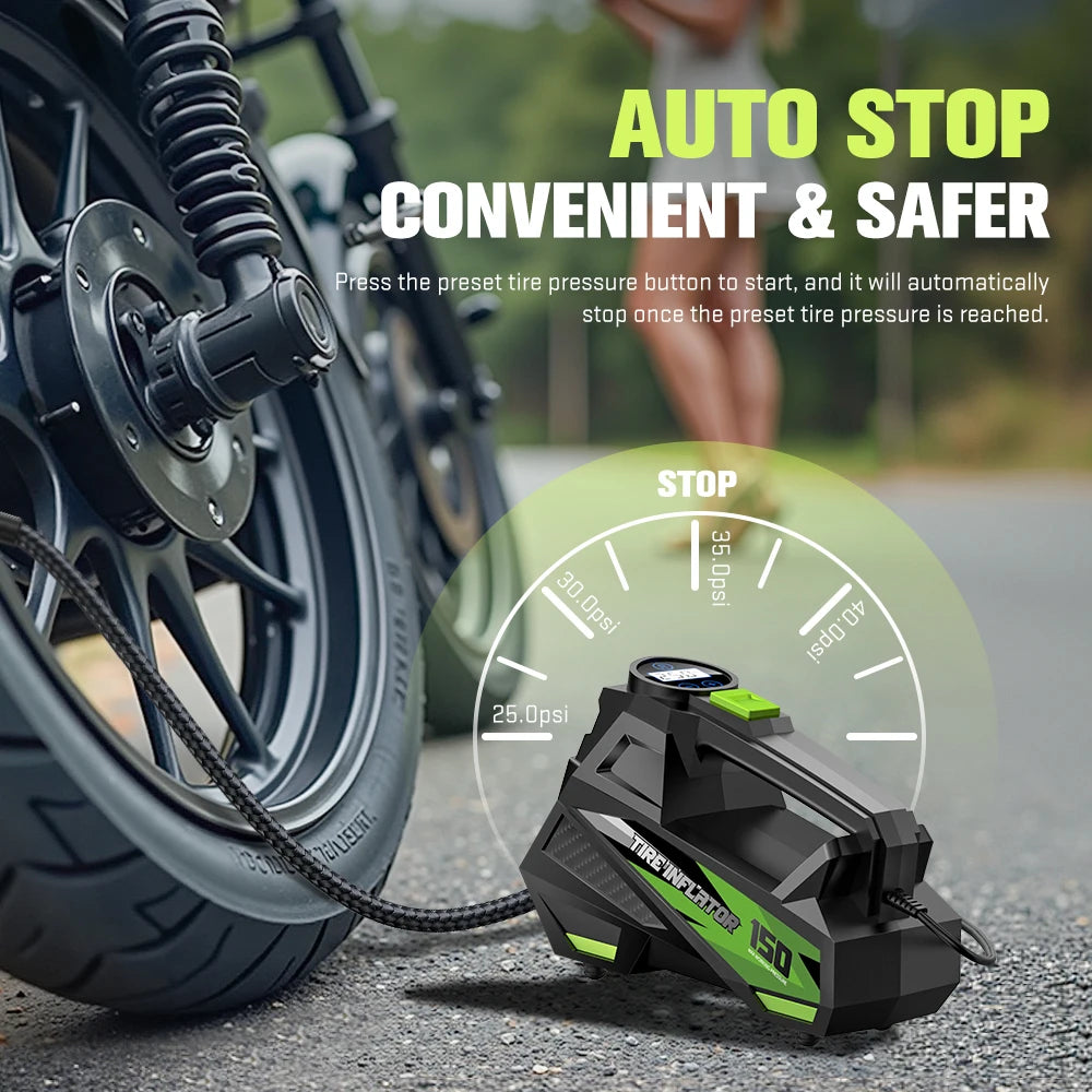 CARSUN Portable Wired Car Tire Air Pump – Mini Compressor with Extended Power Cord, for Cars, Motorcycles & Bicycles ,tool