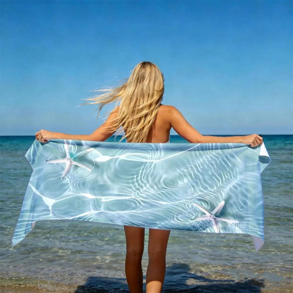 Oversized Starfish Beach Towel Patterned Sunscreen And Windproof Suitable For Swimming Pool Camping Travel Blanket