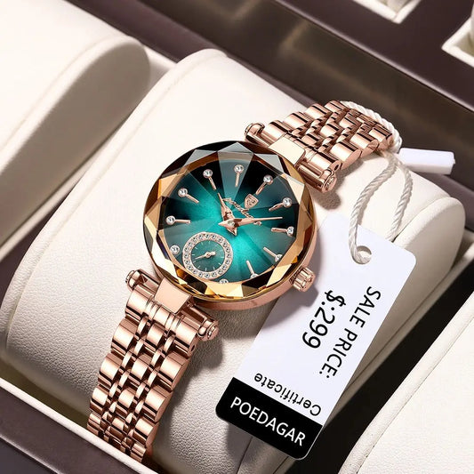 Women's Stainless Steel Quartz Watch - Casual Water-Resistant Wristwatch