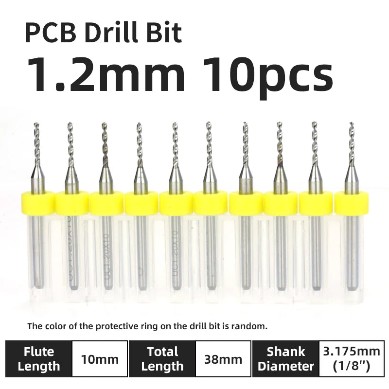 TOOLEYE 10pcs PCB Drill Bit Set Micro Drills Printed Circuit Board 1/8" Shank Mini CNC Drill Bits 0.1-3.175mm Drilling Tools