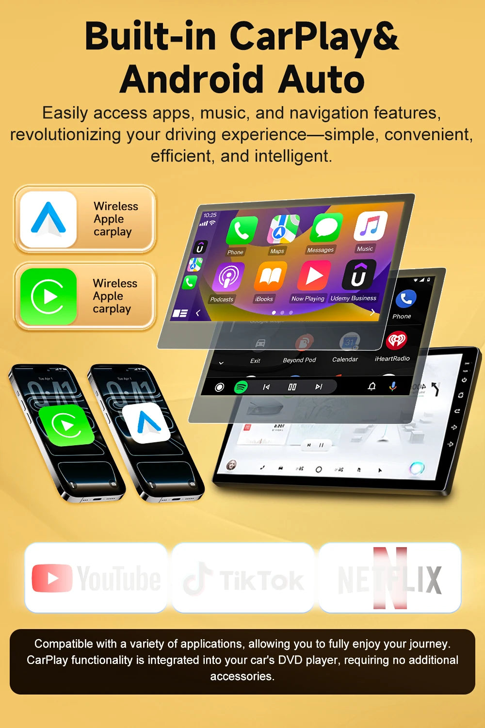 Wireless CarPlay Android Auto Car Radio for Nissan Qashqai J11 X-Trail 3 2013-2017 avigation GPS Car Radio Multimedia Video Play
