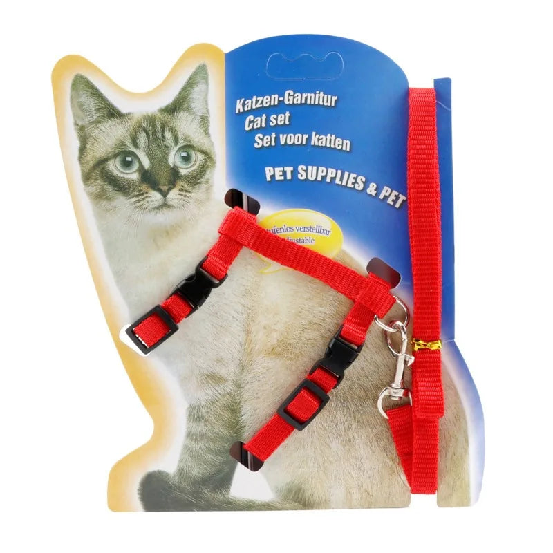 Cat Harness and Leash Adjustable Halter Harness with Nylon Strap, Safety Rope Leads for Kittens Comfortable Escape-Proof Design