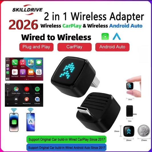 Mini 2-in-1 Wireless CarPlay & Android Auto Adapter (Type-C)