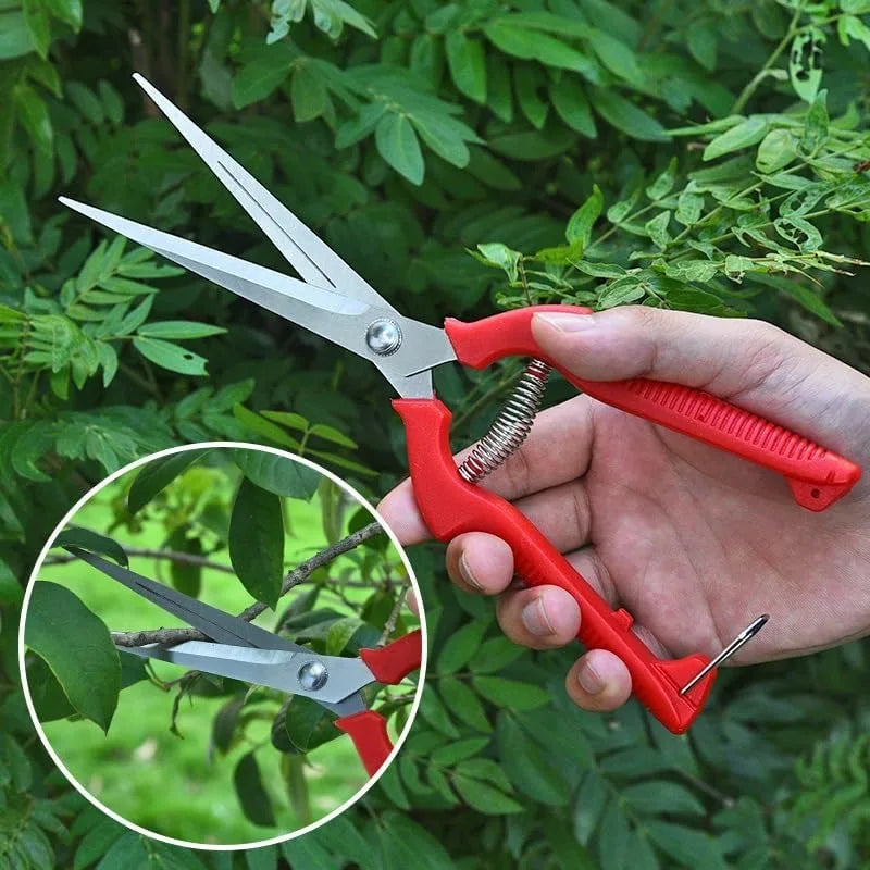 Straight-head stainless steel garden pruning shears