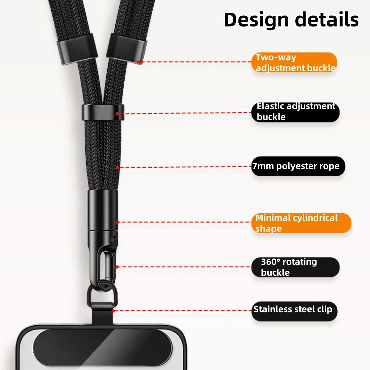 Universal Phone Lanyard with Clip – Anti-Drop 360° Rotation Adjustable Neck & Crossbody Strap for All Phones