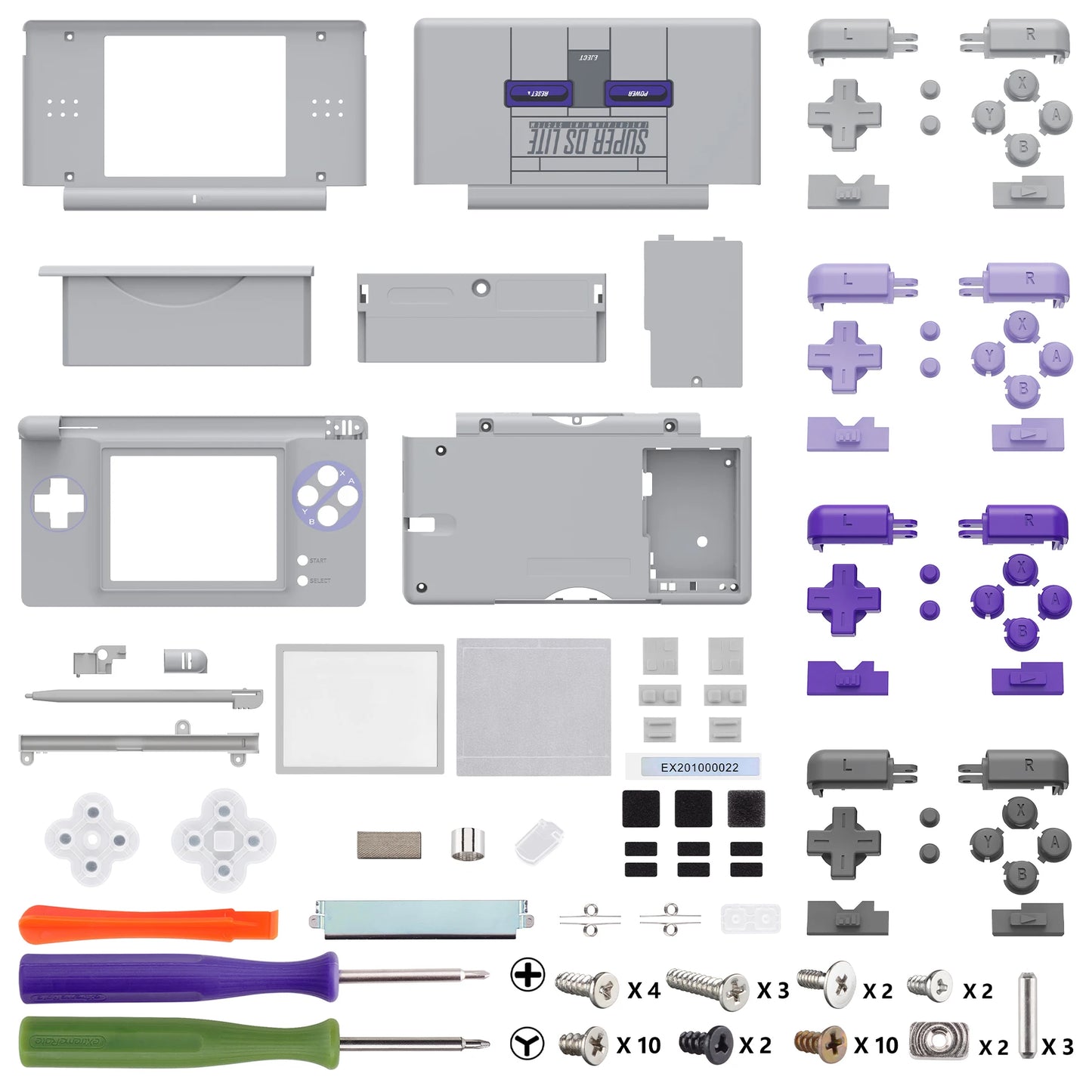 eXtremeRate Replacement Full Housing Shell for Nintendo DS Lite, Case Cover W/Buttons, Screen Lens for NDSL - SFC SNES Classic