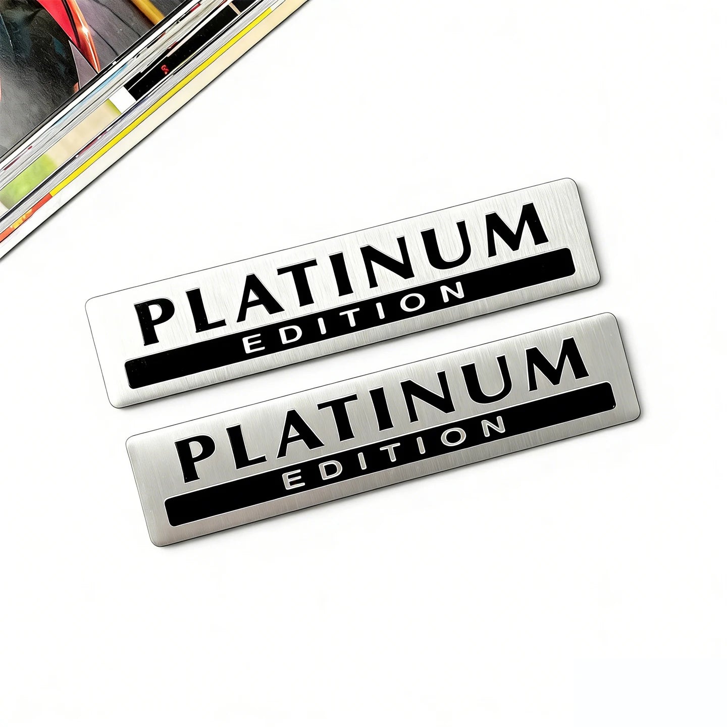 2 PCS Black White Platinum Edition 3D Aluminium Car Stickers Accessories Auto Body Tail Emblem Decals For Toyota Ford Opel Lexus