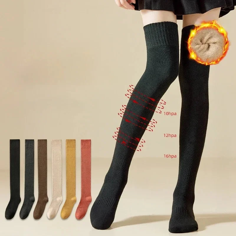 Women's Thick Over the Knee Socks, Terry Lined