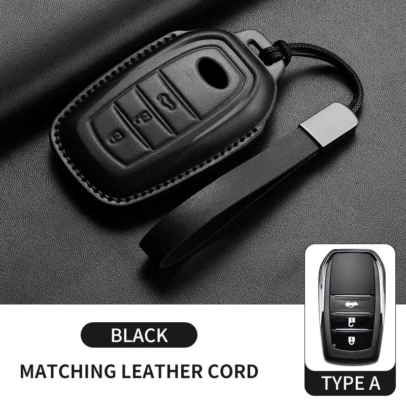New Leather Car Remote Key Case Cover Shell For Toyota Prius Camry Corolla Avalon CHR RAV4 Land Cruiser Prado Keyless Key Fob