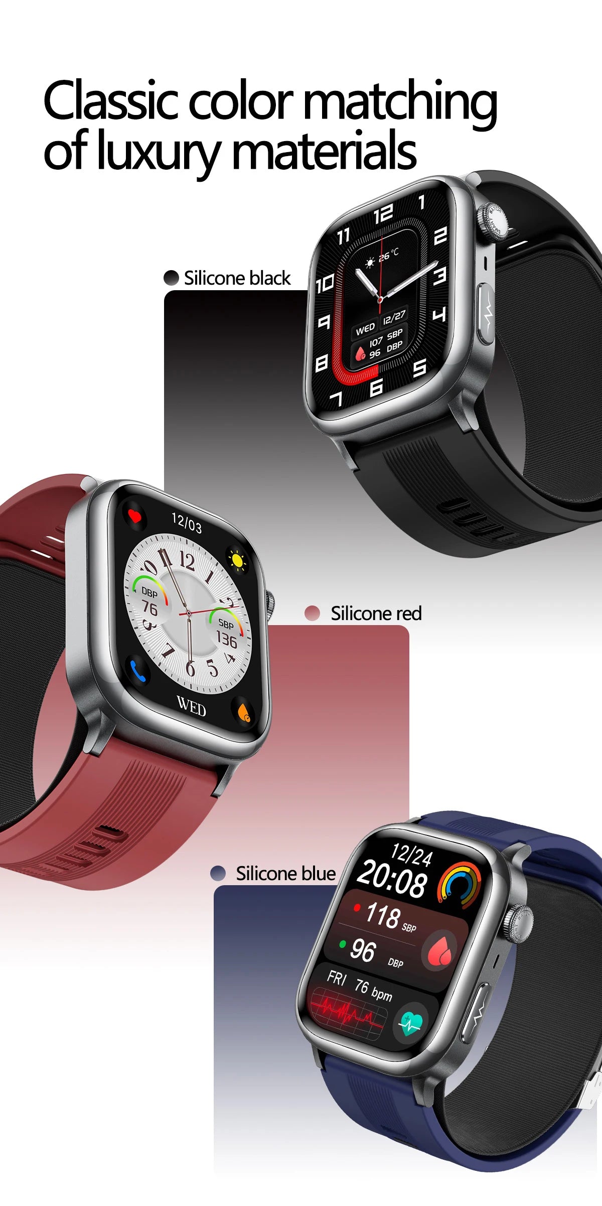 2026 New Air Pump+Air Bag+NFC Health SmartWatch Precise Blood Pressure Blood Fat Monitoring Voice Call Smartwatch For Men Women