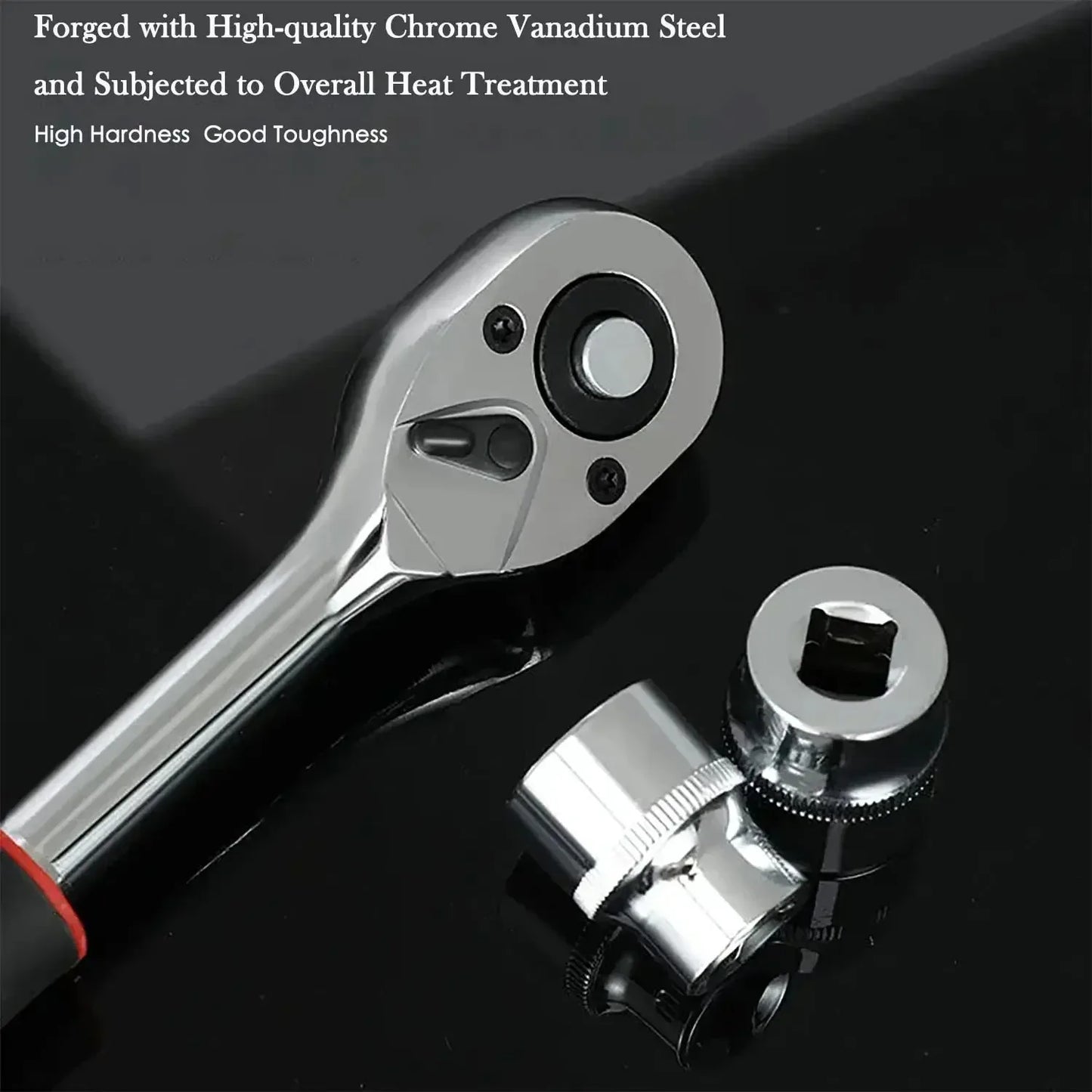 MEYOUTOWN 1/4" Ratchet Socket Wrench Set – Metric Drive Sockets 4-13mm with Extension Rod | Car, Motorcycle & Bicycle Repair Hand Tool
