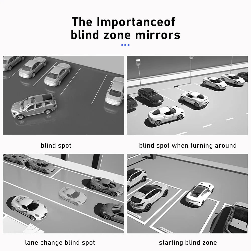 2PCS 360 Degree Adjustable Angle HD Glass Blind Spot Mirrors Car Rearview Mirrors Frameless Wide-angle Rearview Mirrors