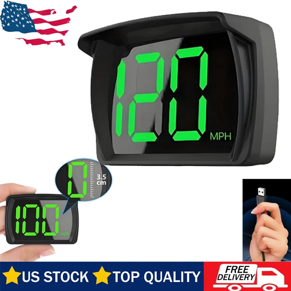 New Universal Car Head Up HUD Display GPS Digital Speedometer Dual Chips KMH MPH Reminder Meter HD LCD Display Plug Play