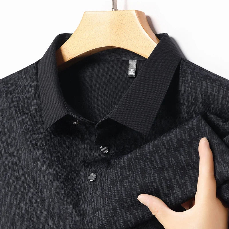 Men's Woven Textured Shirt - Wrinkle-Resistant, Full Button-Front
