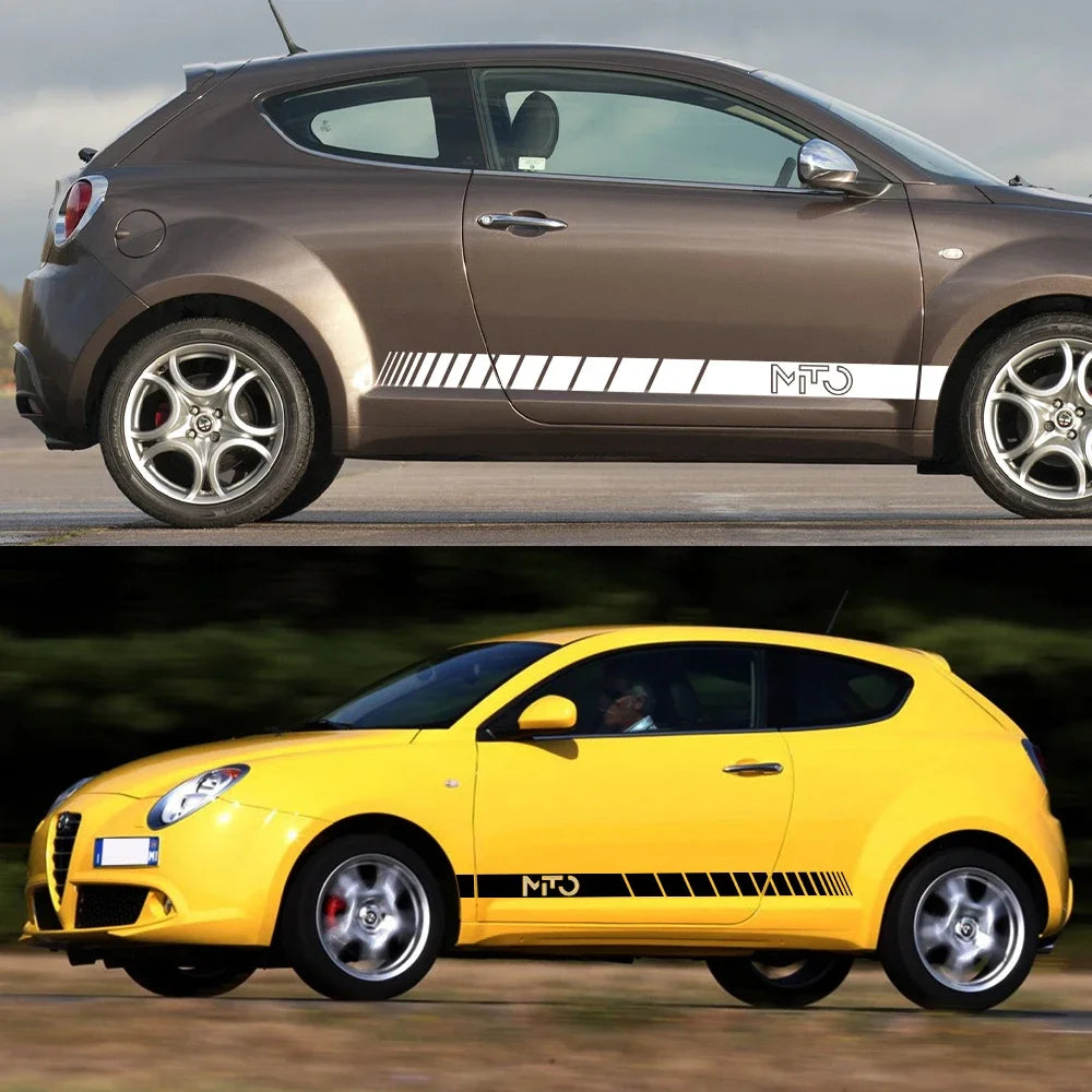 2pcs Car Side Skirt PVC Stickers Sport Graphics Vinyl Film Decals Decoration Kit Auto SUV Tuning Accessories For Alfa Romeo Mito