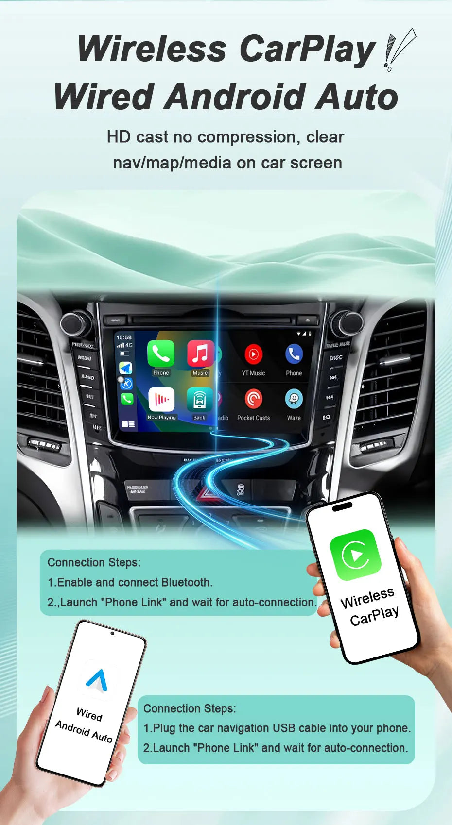 7" Android Car Radio for Hyundai Solaris Accent Verna 2010-2016 Wireless CarPlay Android Auto GPS WiFi BT FM Touch Screen Stereo