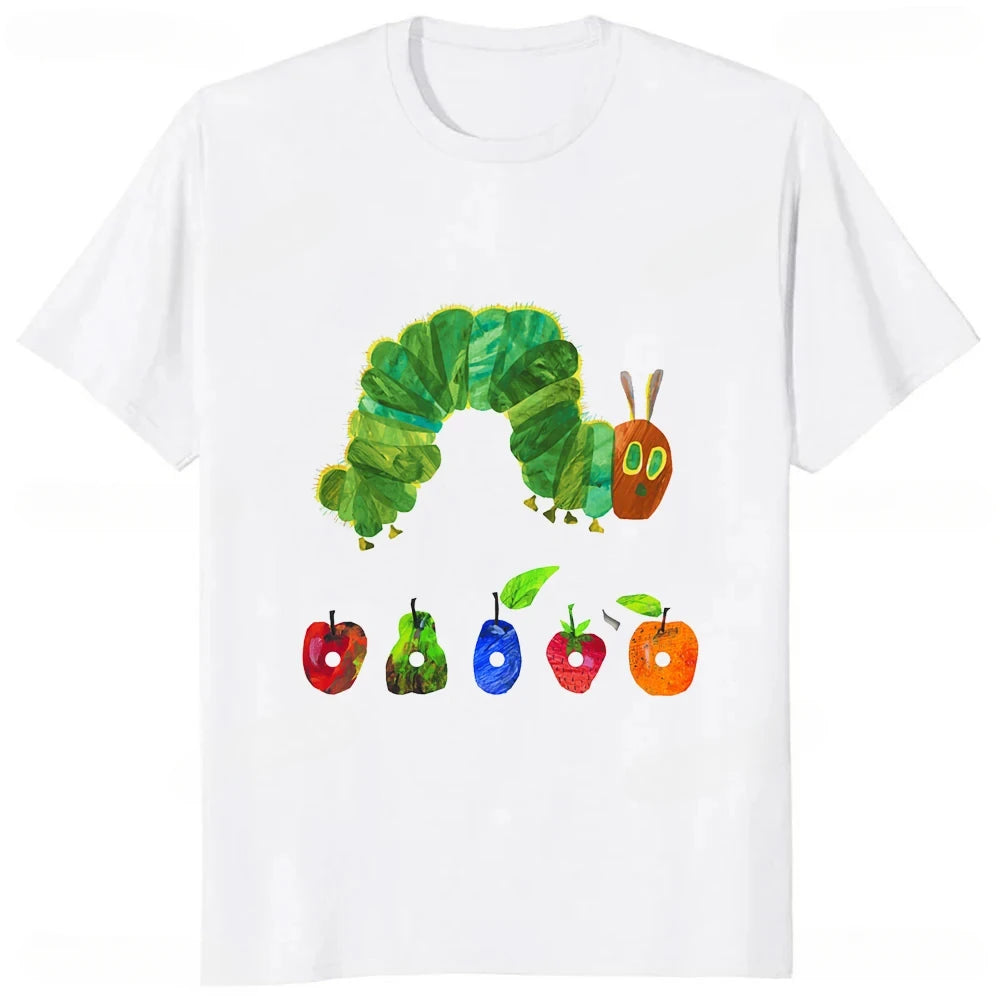 The Very Hungry Caterpillar Cartoon Printed  Tshirt Summer Style Casual Fashion Couples Clothing Y2K Harajuku Unisex Tees