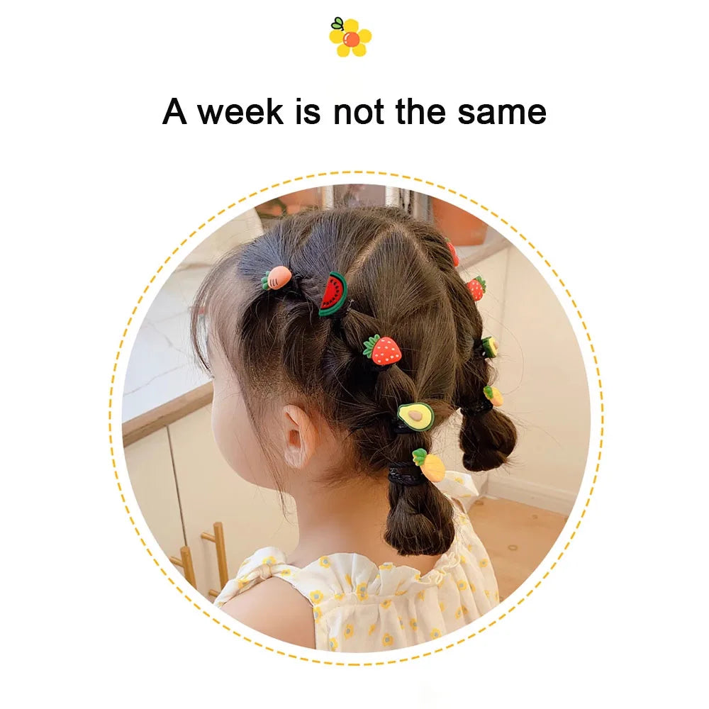 Cute Thumb Hair Ties For Girls,high Elasticity,cartoon Animal Flowers And Fruit Decorative Hair Band,sweet Girl Hair Rope