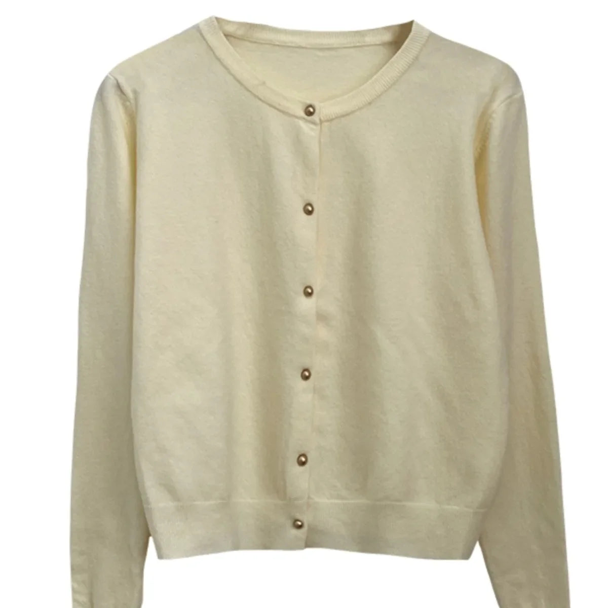 Women's round neck knit cardigan, button front — view 6 of 20