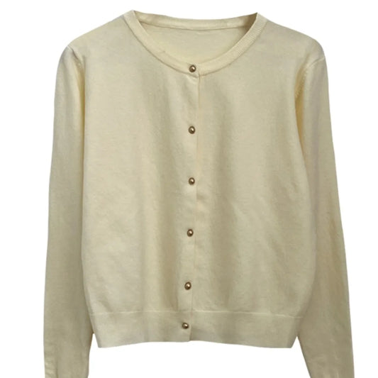 Women's round neck knit cardigan, button front — view 6 of 20