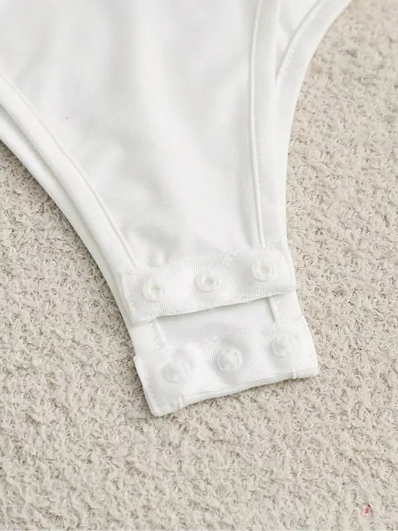 White Butterfly Floral Embroidery Bodysuit Women Spaghetti Strap Ballet Dancewear