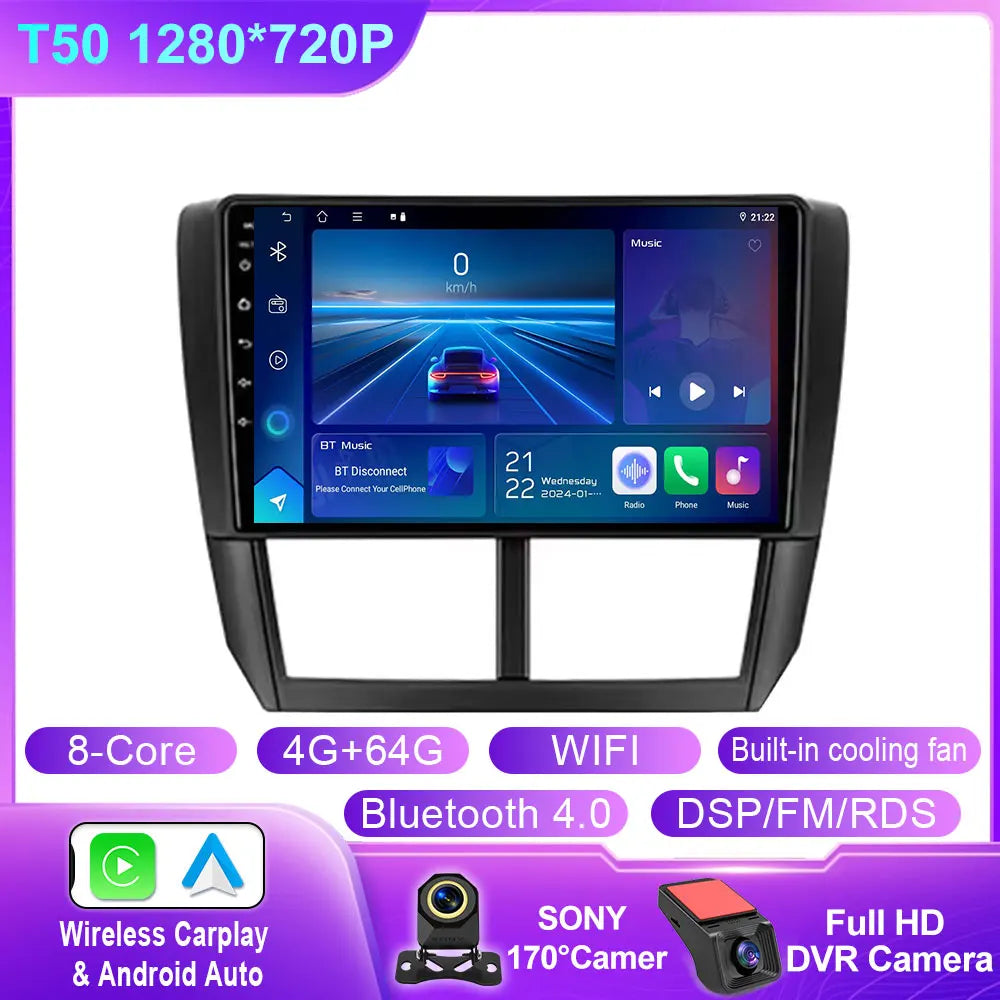 9" Android Car Stereo for Subaru Impreza GH/GE (2007–2011) — Wireless CarPlay, Android Auto, GPS, 4G, WiFi
