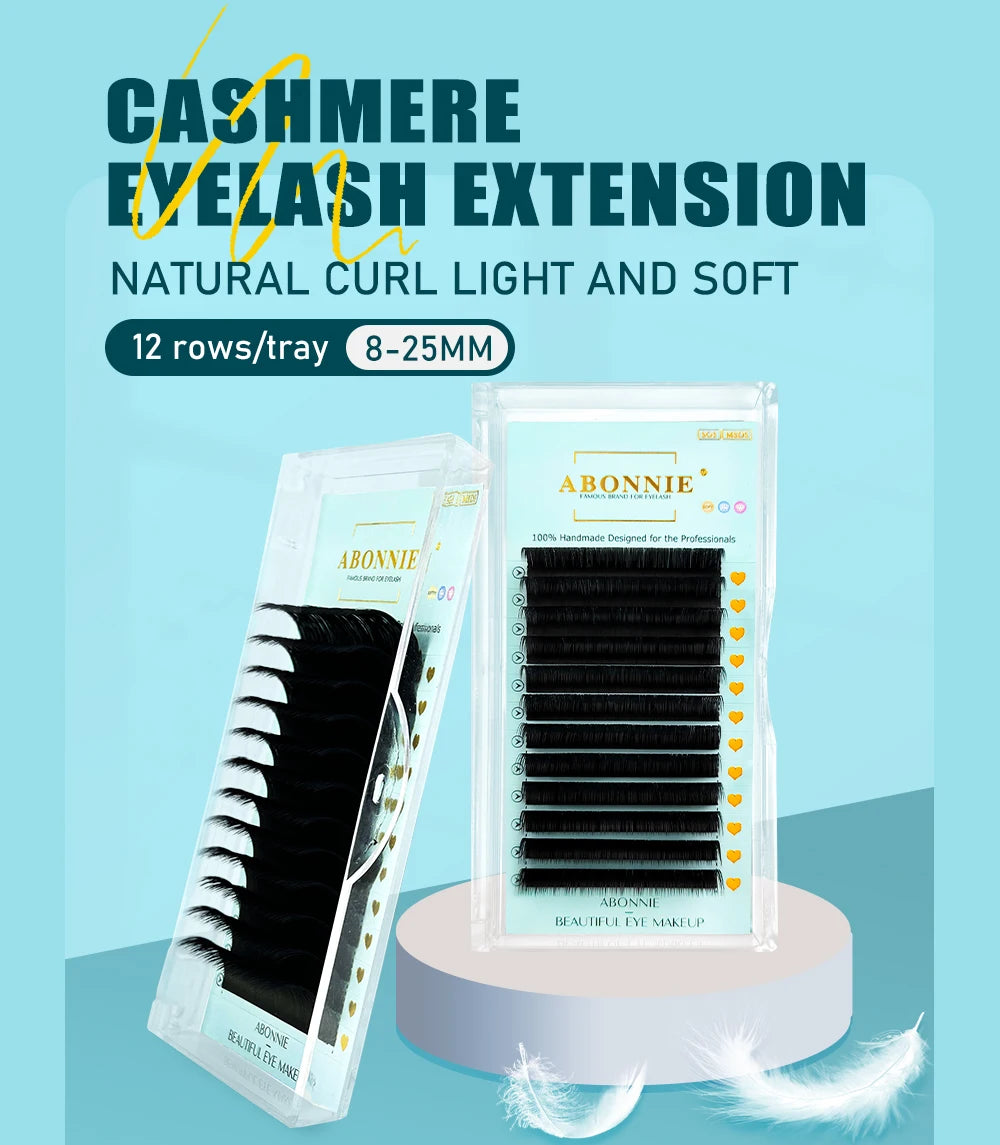 Abonnie Cashmere Classic Individual Eyelashes Extensions Ultra Matte Black Lashes Fluffy Cilia All Size Cilios