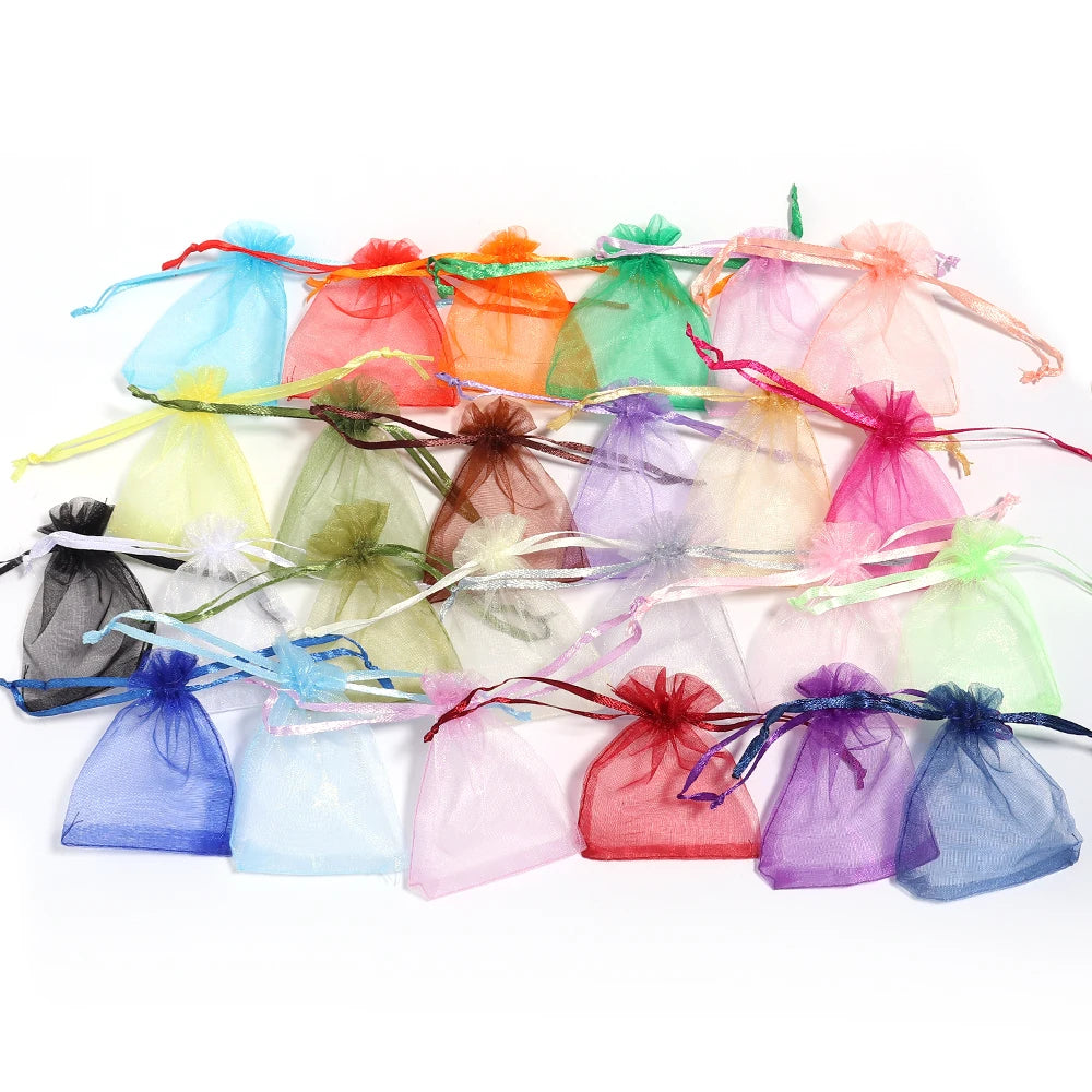 10pcs Organza Gift Bags – Sheer Tulle Mesh Pouches for Wedding Favors, Candy, Jewelry & Party Packaging | Solid Color
