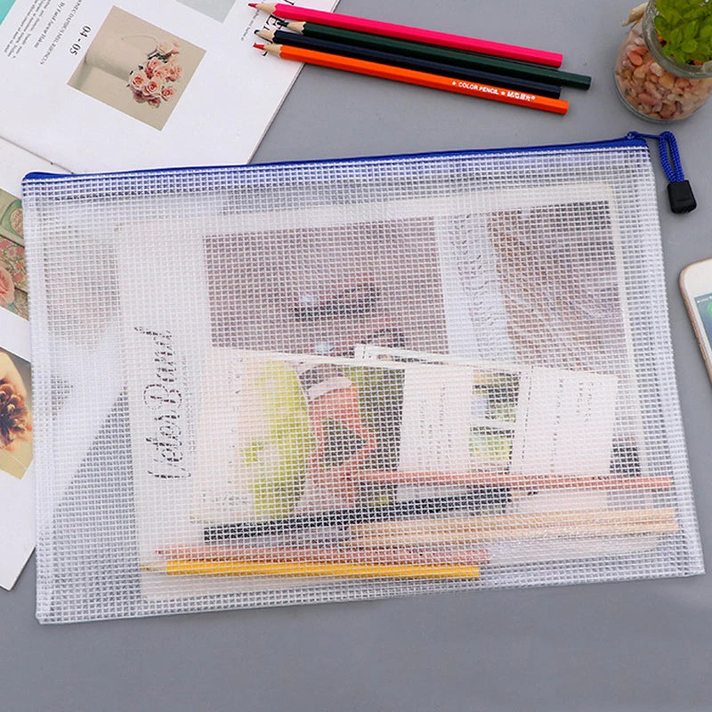 A3 A4 A5 Plastic Folder File Envelope Poly Stationery Storage Waterproof Zipper PVC Organizer Bag Document Paper Office