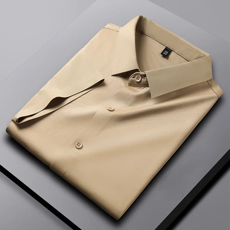 Men's Solid Short-Sleeve Shirt - Wrinkle-Free, All-Season Casual