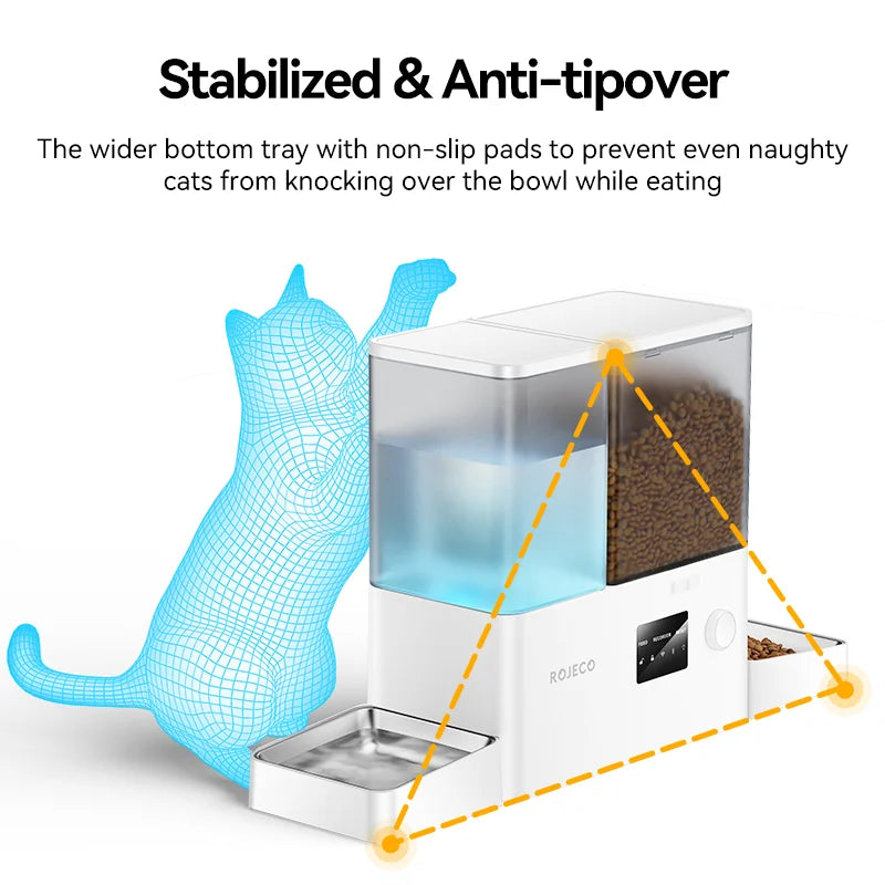 Automatic Pet Feeder with Water Fountain, 5L Food and 3.5L Water