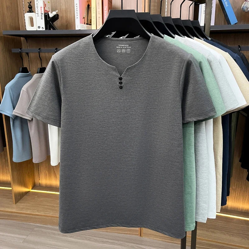 Men's Classic Henley Tee - Button Detail, Casual to Semi-Formal