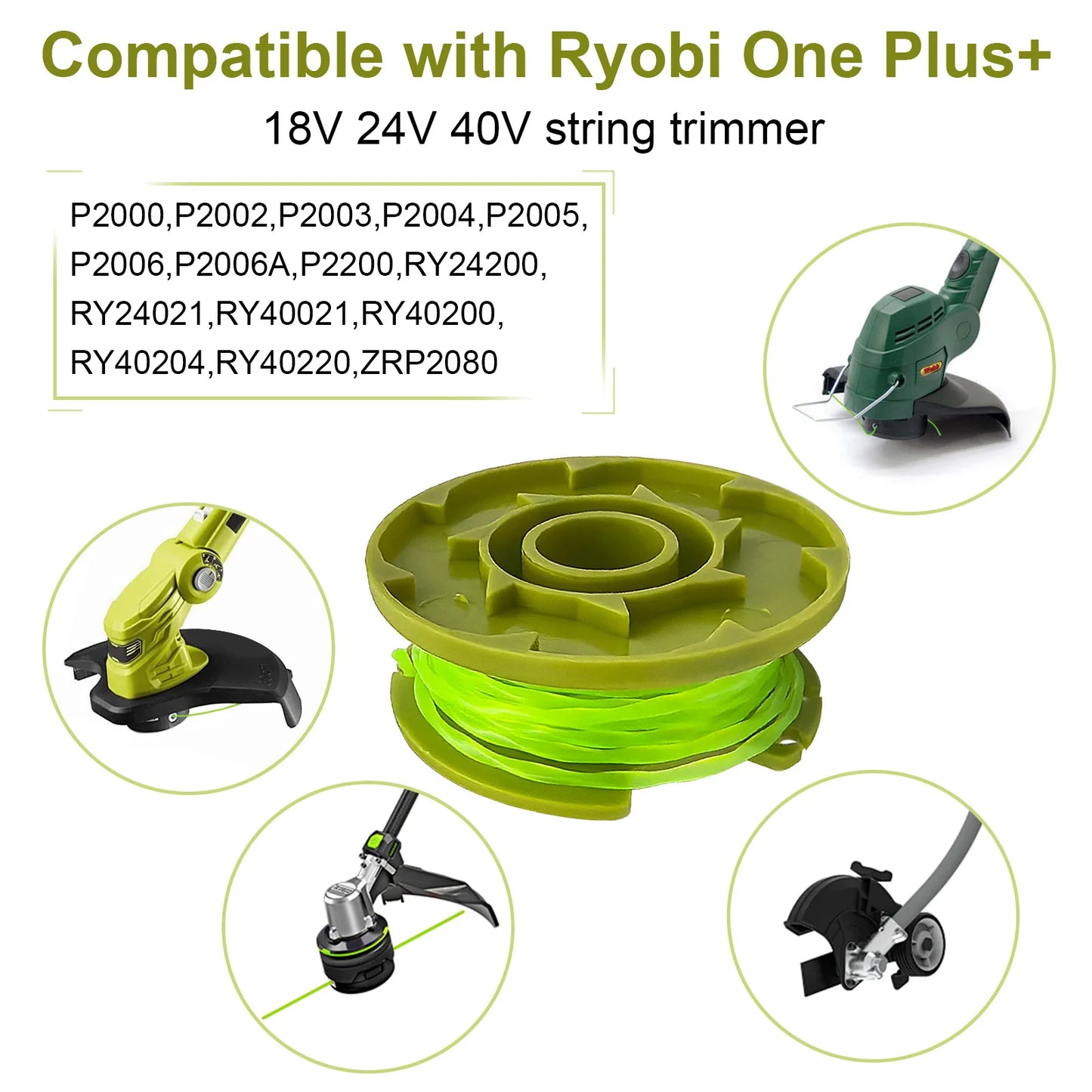 TSES 5~20Pcs Trimmer Spool Line, Nylon String Trimmer Line Rope Strimmer Line Weed Whacker Head with Ryobi One Plus+ 18v 24v 40v