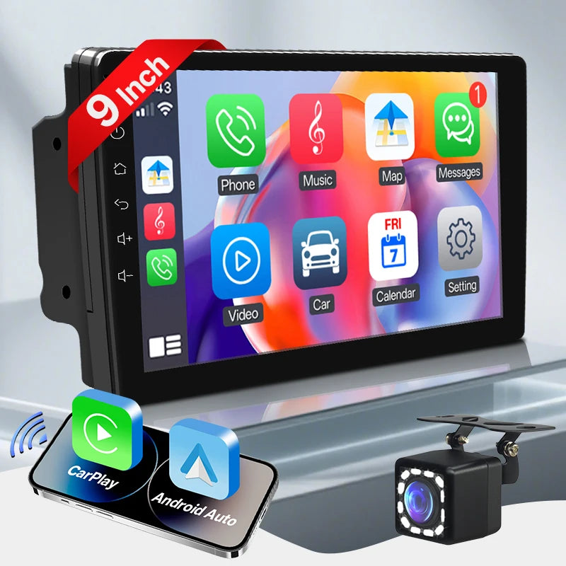 Hippcron 7/9 inch Car Radio 2 Din Wireless Android Auto Carplay Multimedia Player Bluetooth IPS Touch Screen FM Audio Receiver