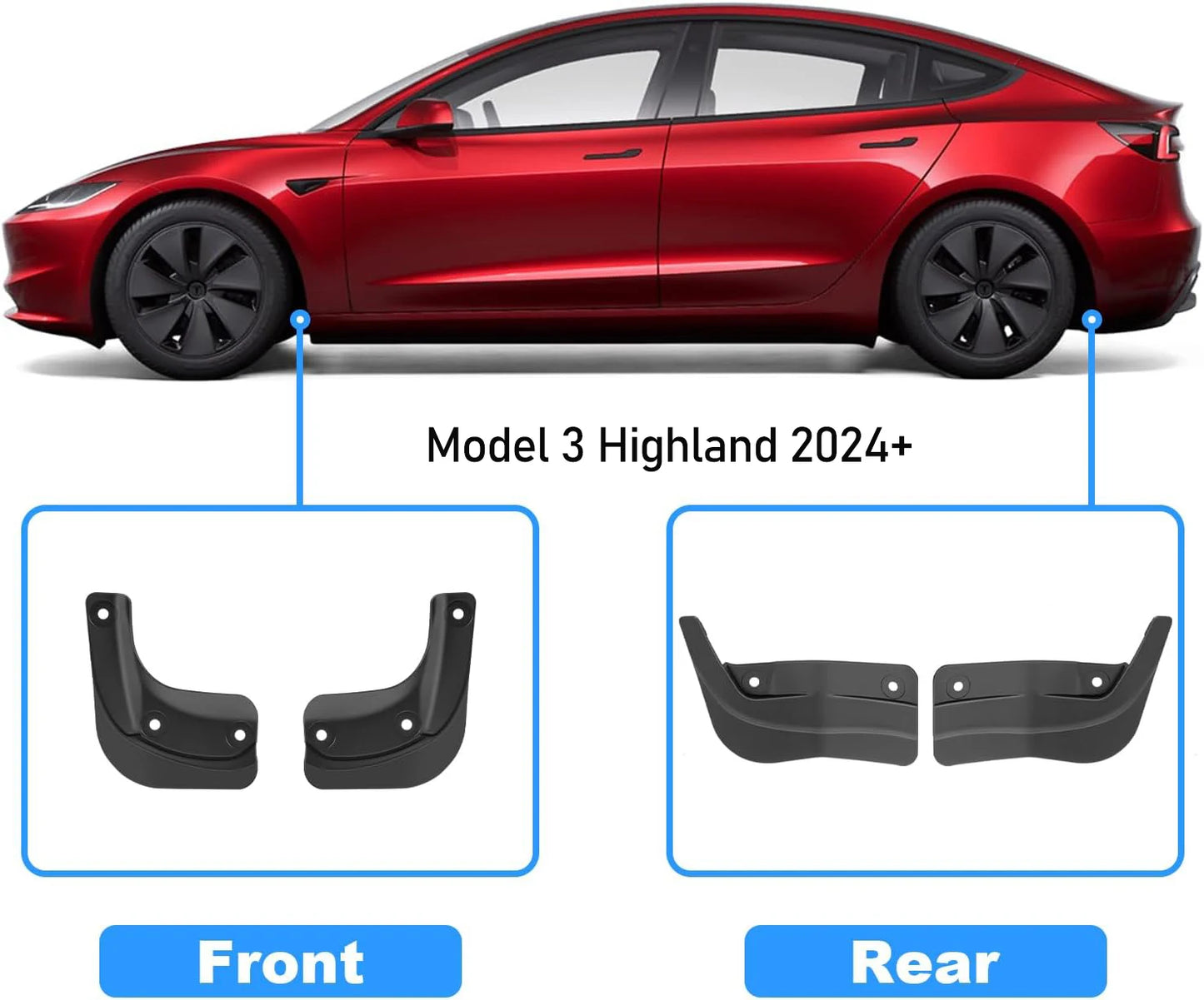 4Pcs/set Mud Flaps Splash Guards For Tesla Model 3 2026-2026 2026 2026+ Front Rear Wheel Mudguard Guard Fender