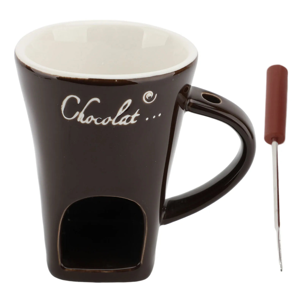 Ceramic Chocolate Melting Mug with Fork - Fondue and Butter Warmer Pot - photo 8