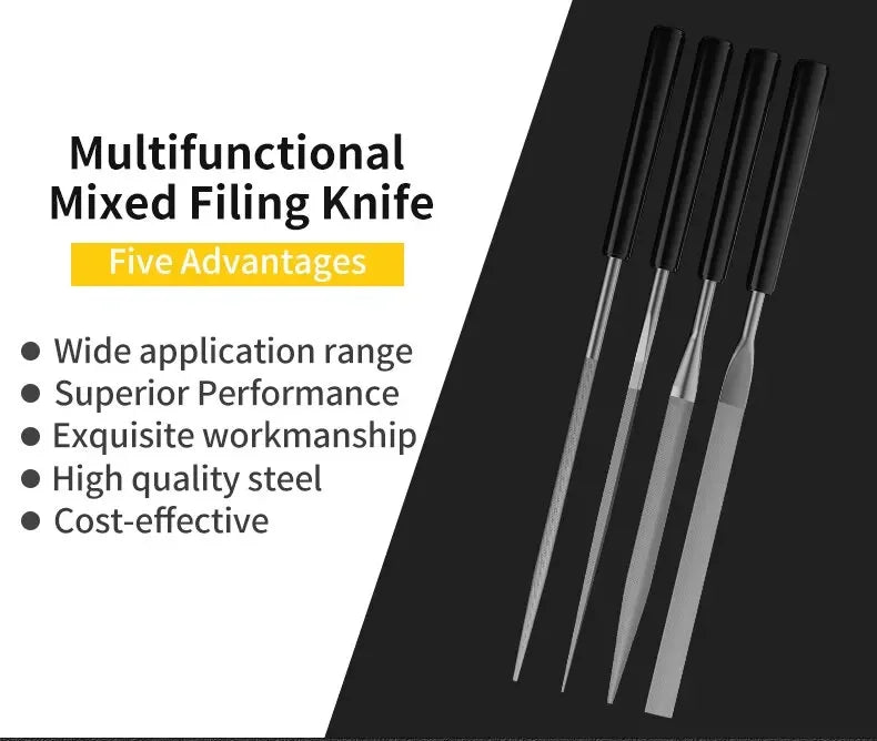 10 Pieces of Mixed Small File Set Plastic Handle Shaping Triangular Polishing Metal Steel File Flat File Hand Tools Files Set