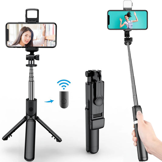 3-in-1 Selfie Stick Tripod with Fill Light & Remote