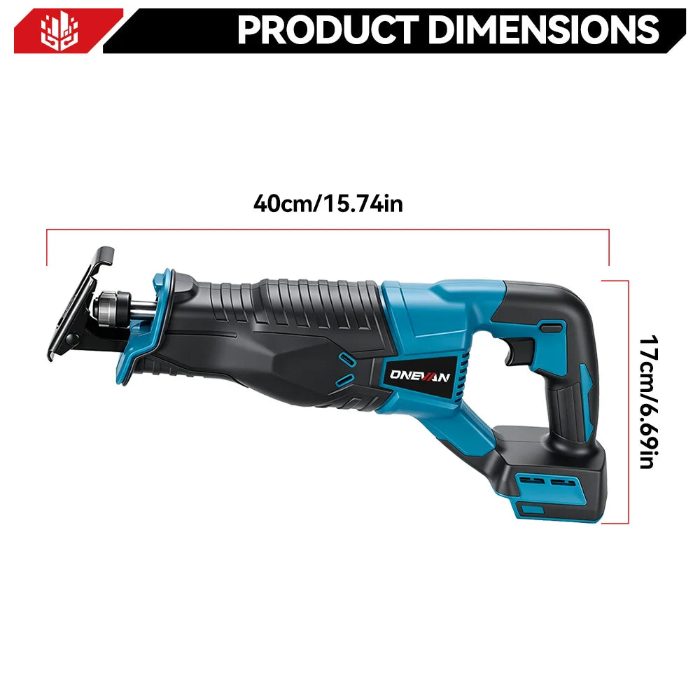 ONEVAN 3000W Cordless Reciprocating Saw Adjustable Speed Chainsaw Wood Metal Pipe Cutting Electric Saw For Makita Battery Pin